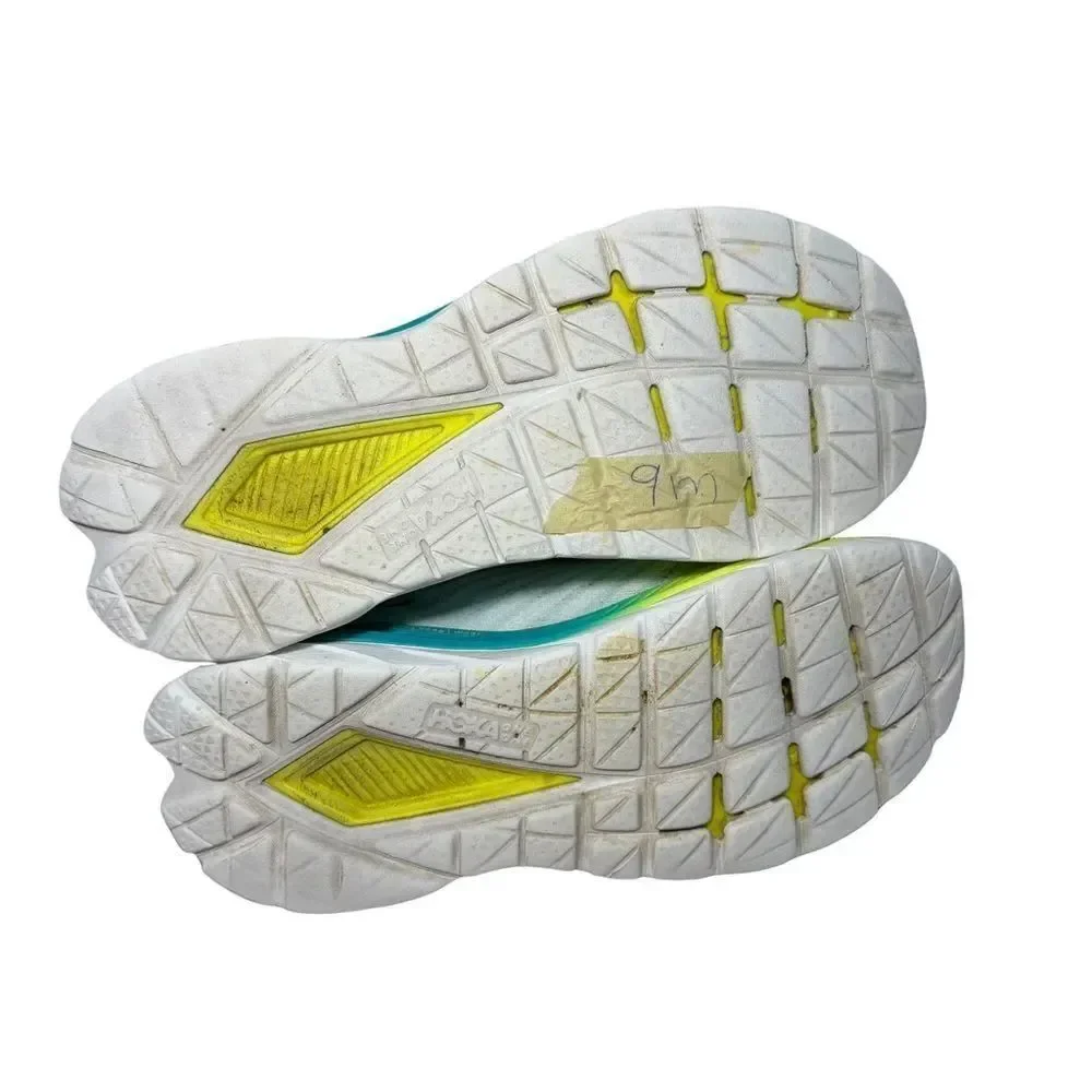 Hoka Mach 5 White and Yellow Athletic Sneakers size 9D